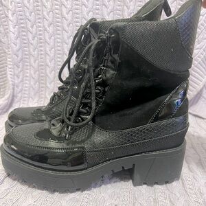 Chunky Black Platform Boots, Size 8 womens